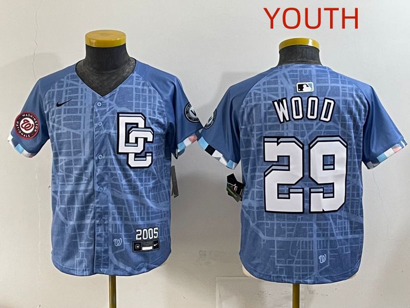 Youth 2025 Washington Nationals #29 Wood Blue Joint Name Nike MLB Jersey style 5